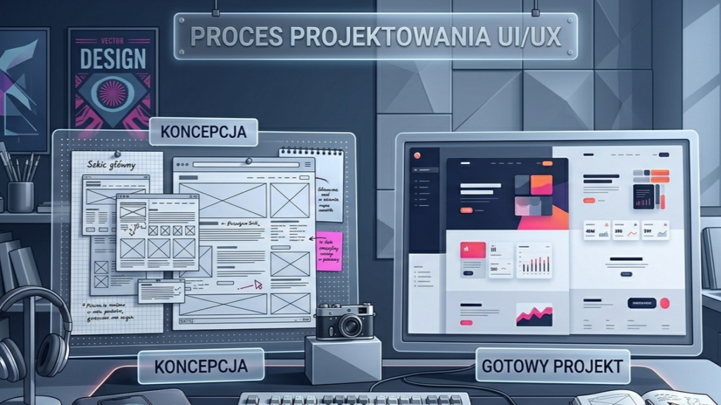 Porównanie przejrzystej i nieczytelnej strony internetowej firmy.